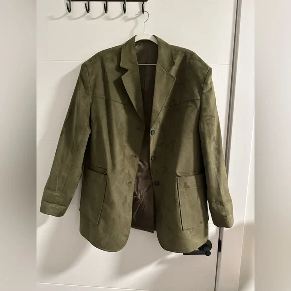 The Frankie Shop Merida Faux Suede Blazer - Khaki